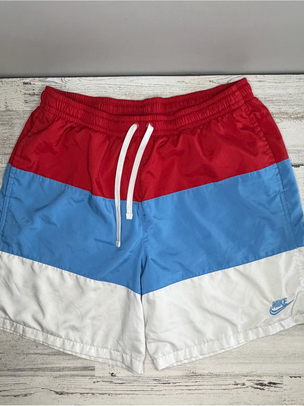 Nike Colorblock Swim Shorts XL Red Blue White Retro